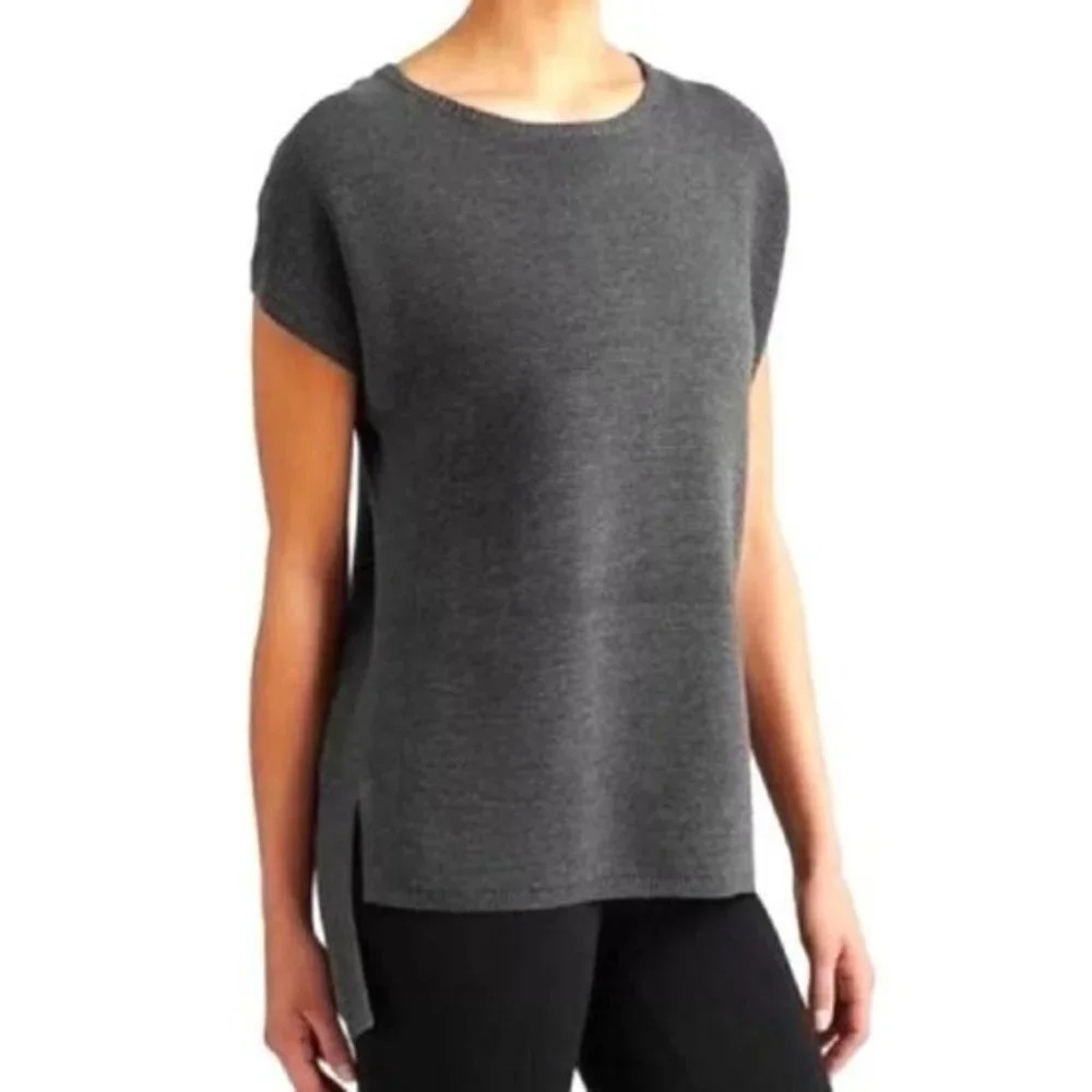 ATHLETA Aster Ribbed Tunic Sweater Grey‎